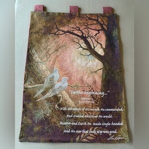 Lee Roberson Wall Hanging Tapestry In The Beginning Gensis 1:1 Doves Cotton Back